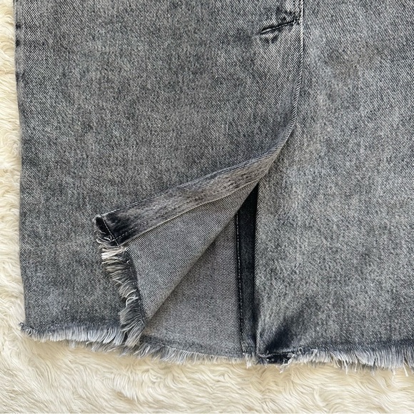 Free People We The Free Skirt Sidney Denim Midi Button Front Black Acid Wash 28 - Picture 8 of 12